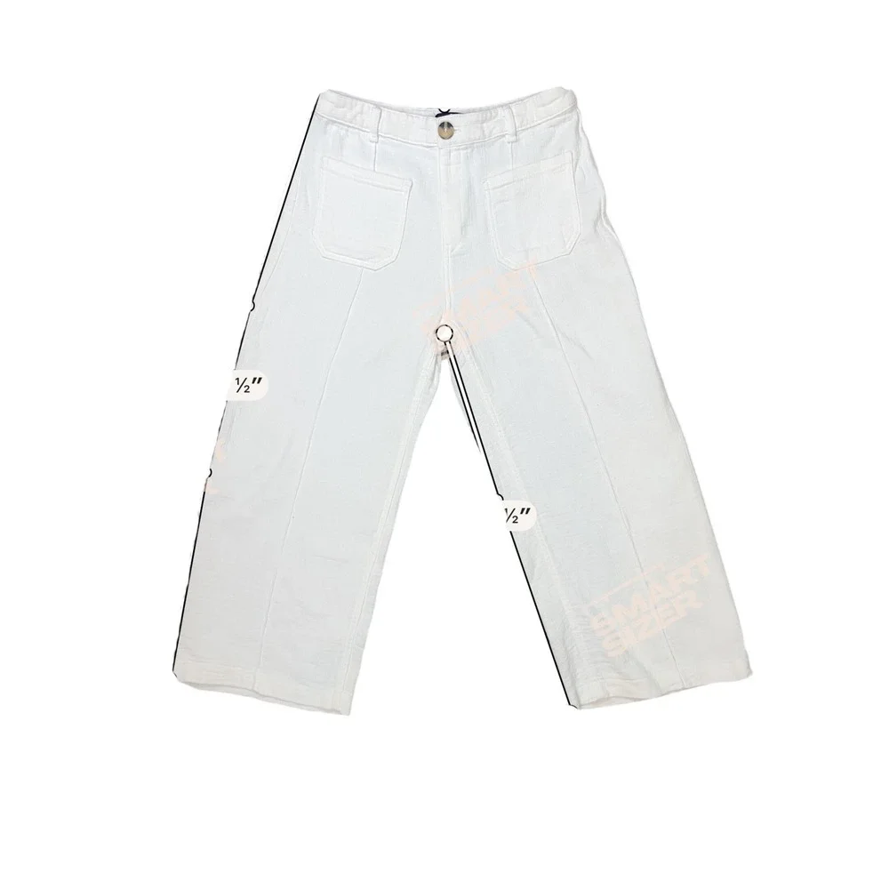 Zara White Textured Wide Leg High Waisted Pants Coastal Classic  Large‎